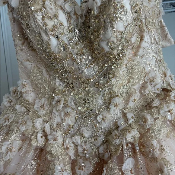 Elegant Gold/ champagne Quince, sweet 16, or Prom dress!